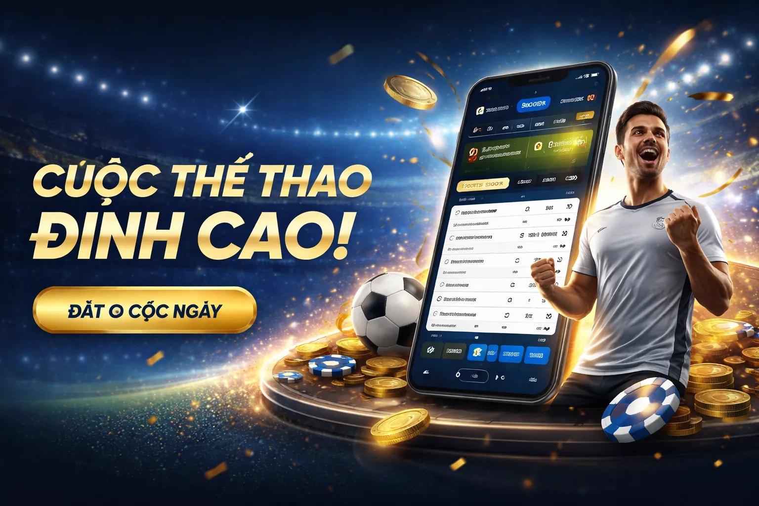Sân vận động với ánh đèn rực rỡ, biểu tượng cho cá cược thể thao sôi động tại gà chọi C1.com